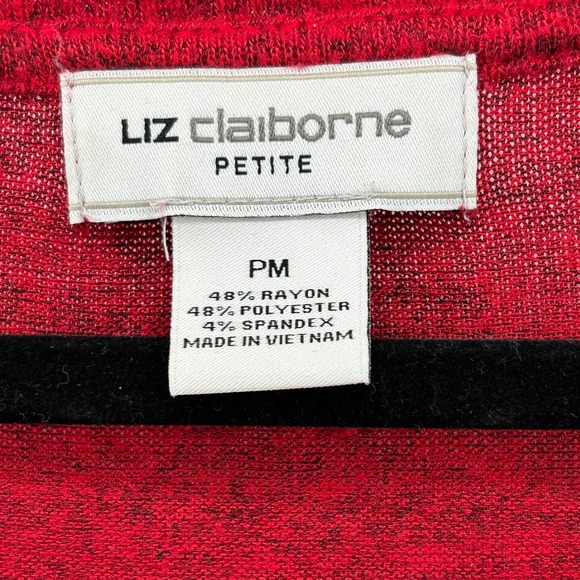 Liz Claiborne Red Heathered Long Sleeve Soft Knit Pullover Top Oversized Pet Med - Picture 3 of 6